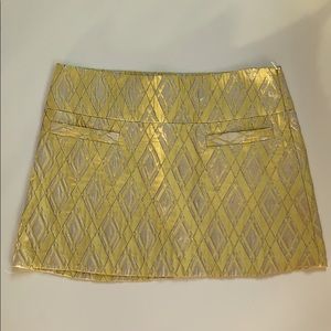 Paul & Joe yellow metallic mini skirt size 38
